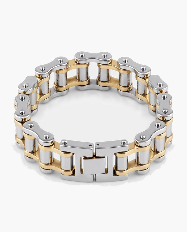 Marco Maveri Bicycle Chain Link Bracelet, Silver / Gold