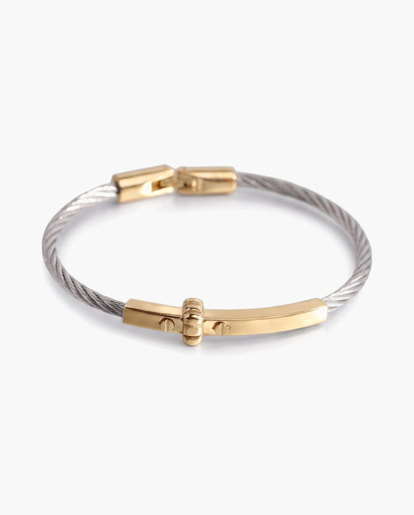 Marco Maveri Cable Bracelet with Bar Detail, Silver / Gold