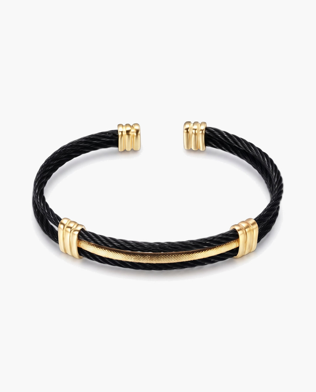 Marco Maveri Cable Cuff Bracelet, Black / Gold