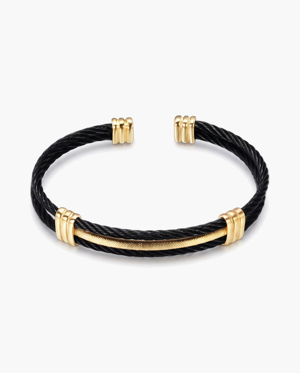 Marco Maveri Cable Cuff Bracelet, Black / Gold