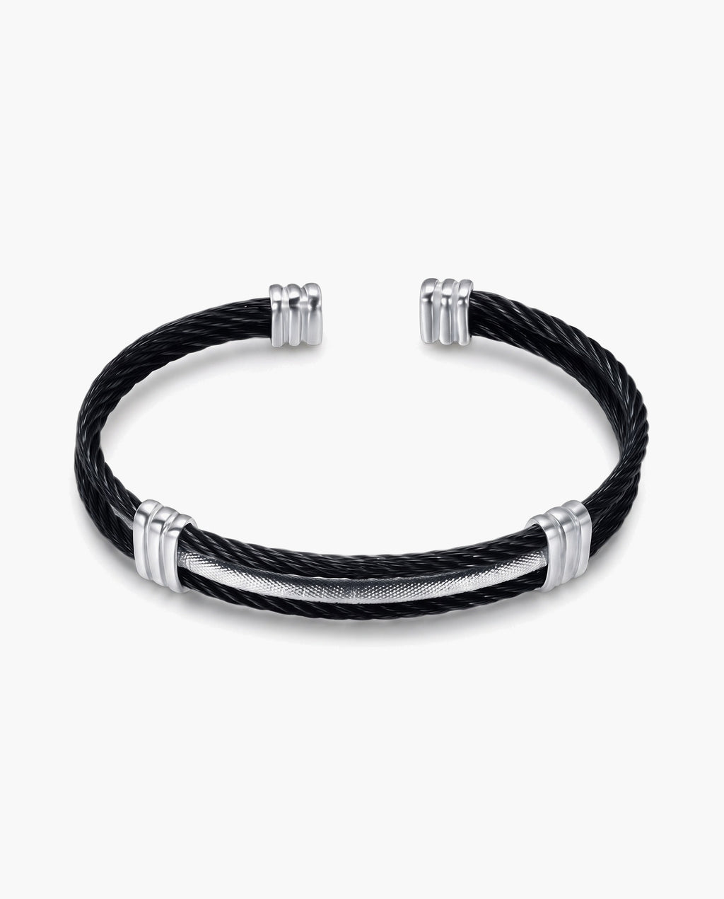 Marco Maveri Cable Cuff Bracelet, Black / Silver