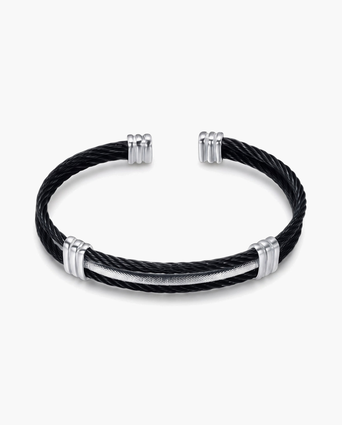 Marco Maveri Cable Cuff Bracelet, Black / Silver
