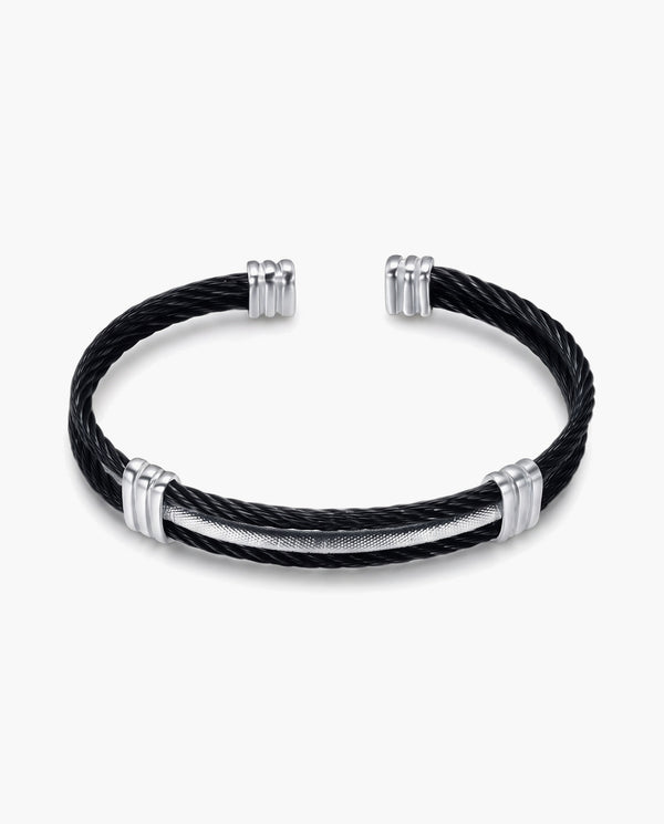 Marco Maveri Cable Cuff Bracelet, Black / Silver