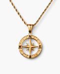 Marco Maveri Compass Pendant Rope Chain Necklace, Gold, Hollow Compass Rose