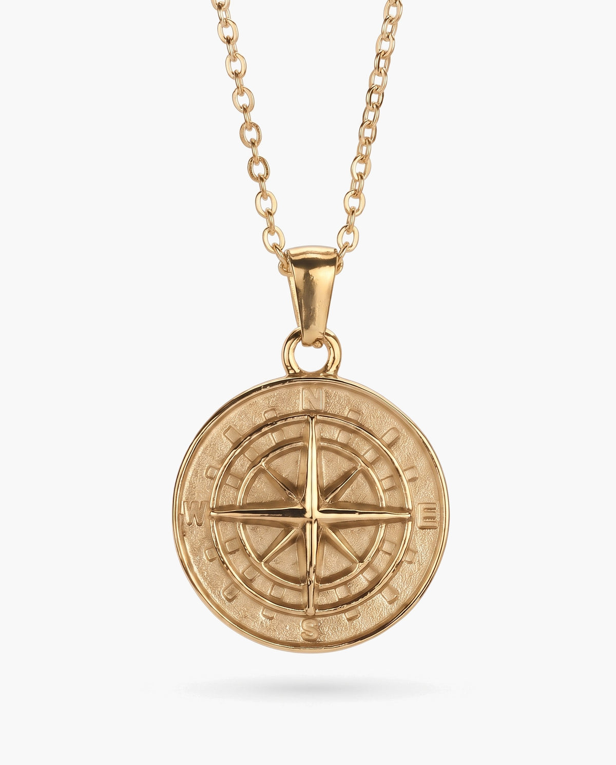 Marco Maveri Compass Pendant Rope Chain Necklace, Gold, Solid Medallion