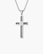Marco Maveri Cross Pendant Necklace with Cable Inlay, Silver