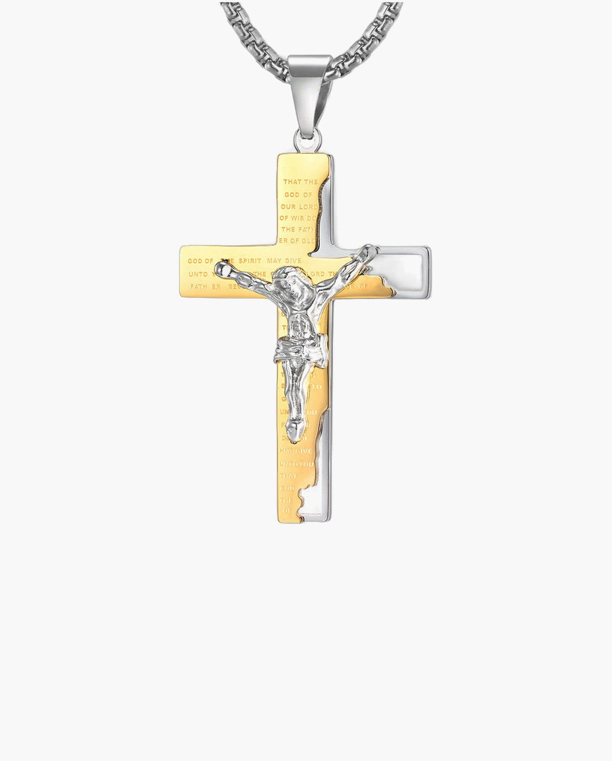 Marco Maveri Crucifix Pendant Necklace in Titanium Steel, Gold
