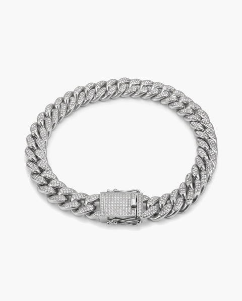 Marco Maveri Cuban Link Bracelet with Cubic Zirconia, Silver