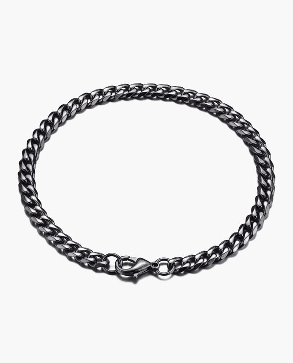 Marco Maveri Cuban Link Chain Bracelet, Black, 5 mm wide