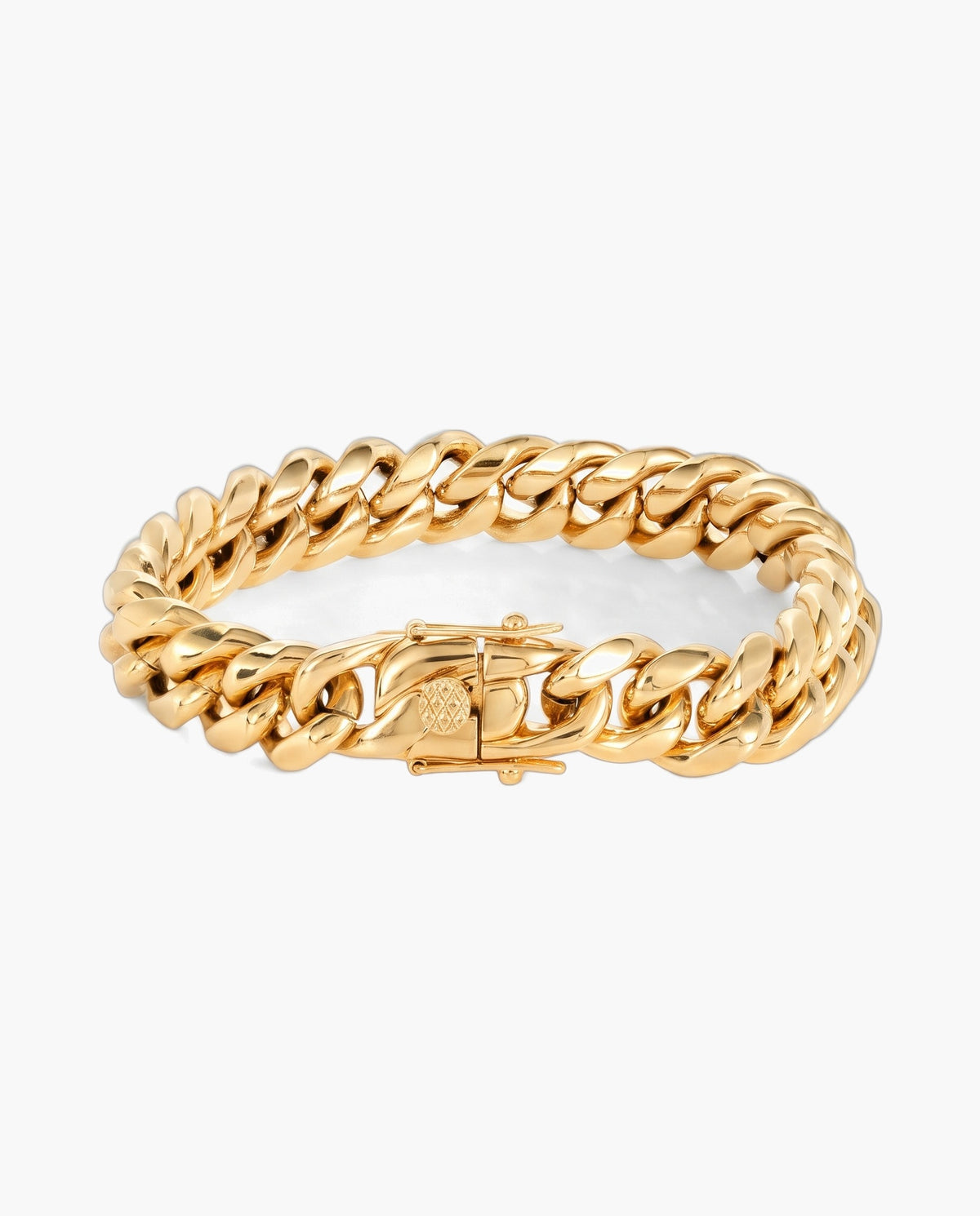 Marco Maveri Cuban Link Chain Bracelet with Box Clasp, Gold, 10 mm wide