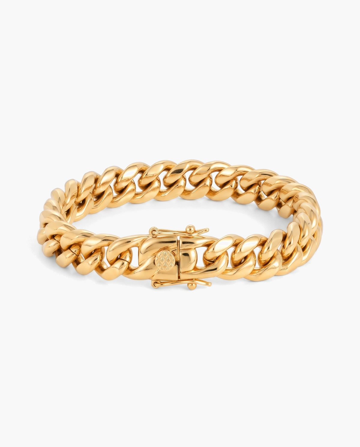 Marco Maveri Cuban Link Chain Bracelet with Box Clasp, Gold, 8 mm wide