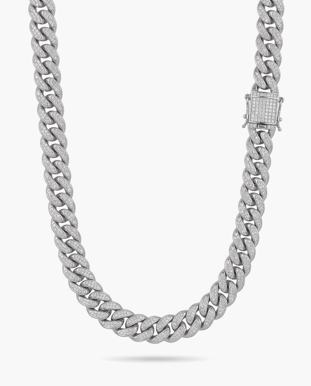Marco Maveri Cuban Link Chain with Cubic Zirconia, Silver