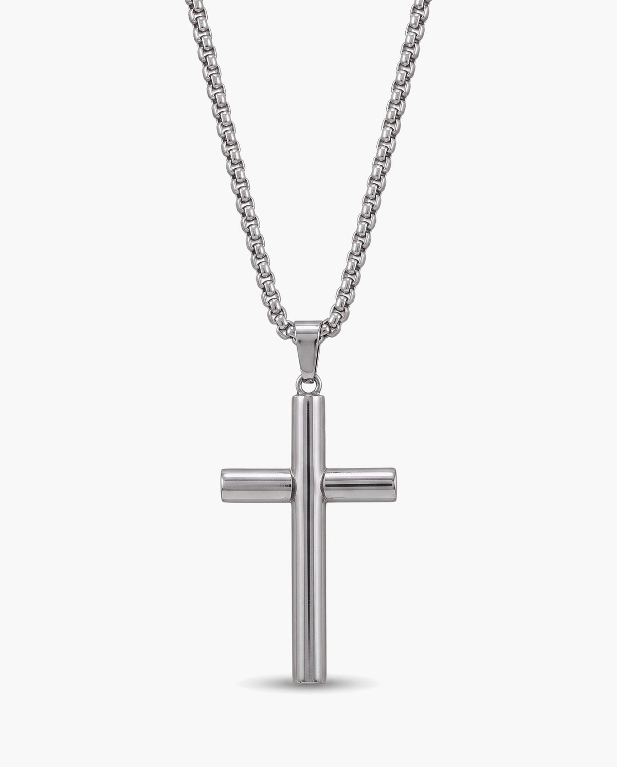 Marco Maveri Cylindrical Cross Pendant Necklace, Silver, Large Cylindrical