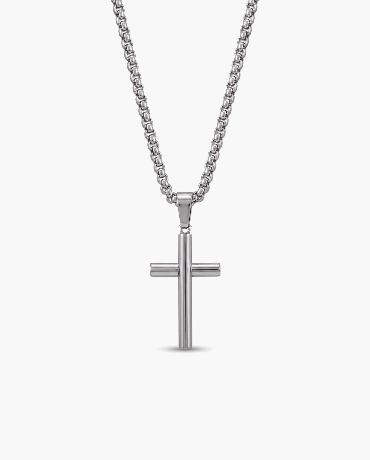 Marco Maveri Cylindrical Cross Pendant Necklace, Silver, Small Cylindrical