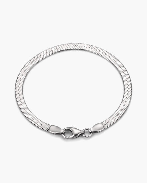 Marco Maveri Flat Snake Chain Bracelet, Silver, 3 mm wide