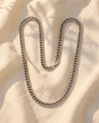 Marco Maveri Franco Link Chain Necklace laid on cream linen, Silver