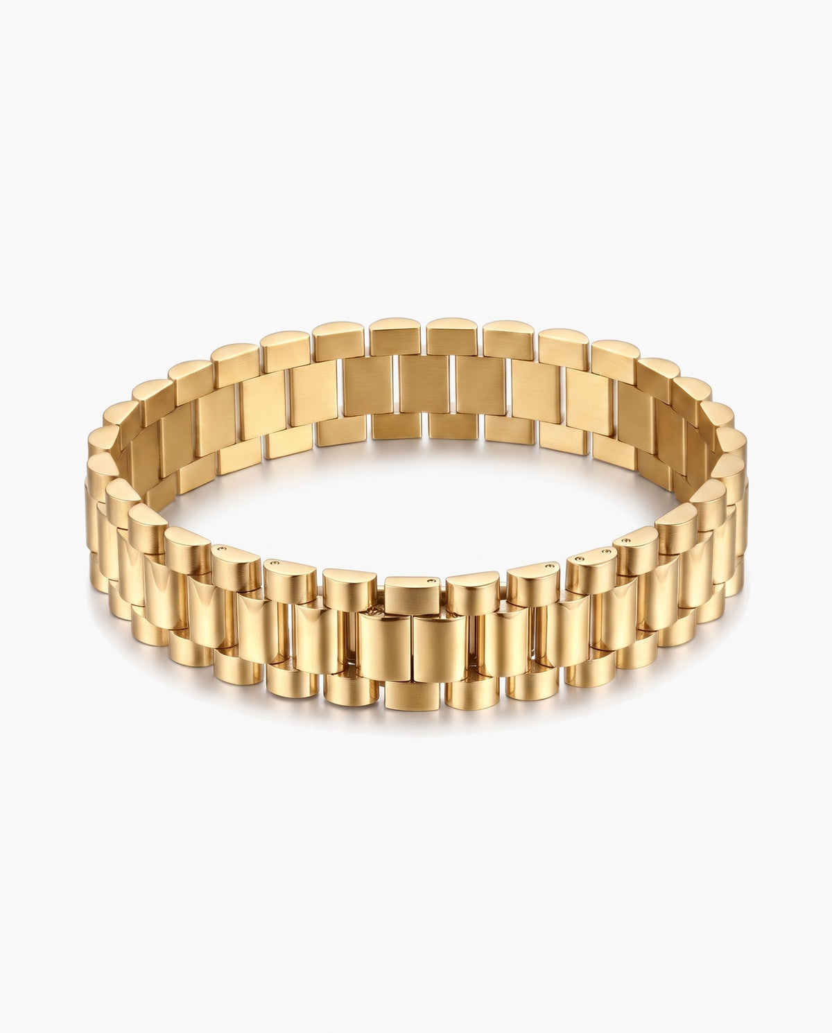 Marco Maveri Geometric Link Bracelet in Titanium Steel, Gold, 10 mm wide