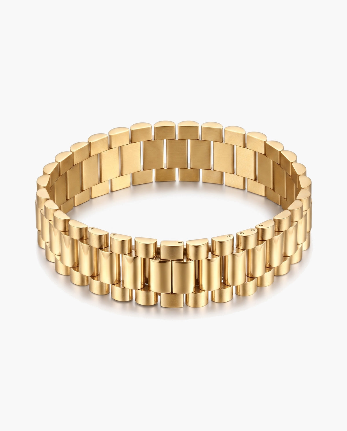 Marco Maveri Geometric Link Bracelet in Titanium Steel, Gold, 12 mm wide