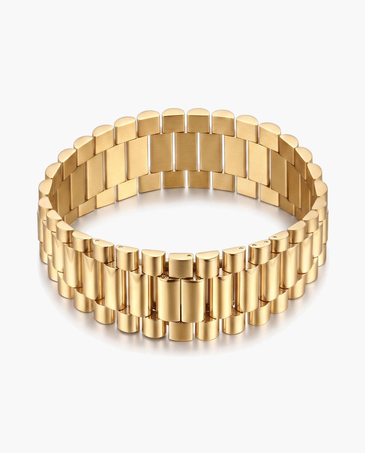 Marco Maveri Geometric Link Bracelet in Titanium Steel, Gold, 15 mm wide