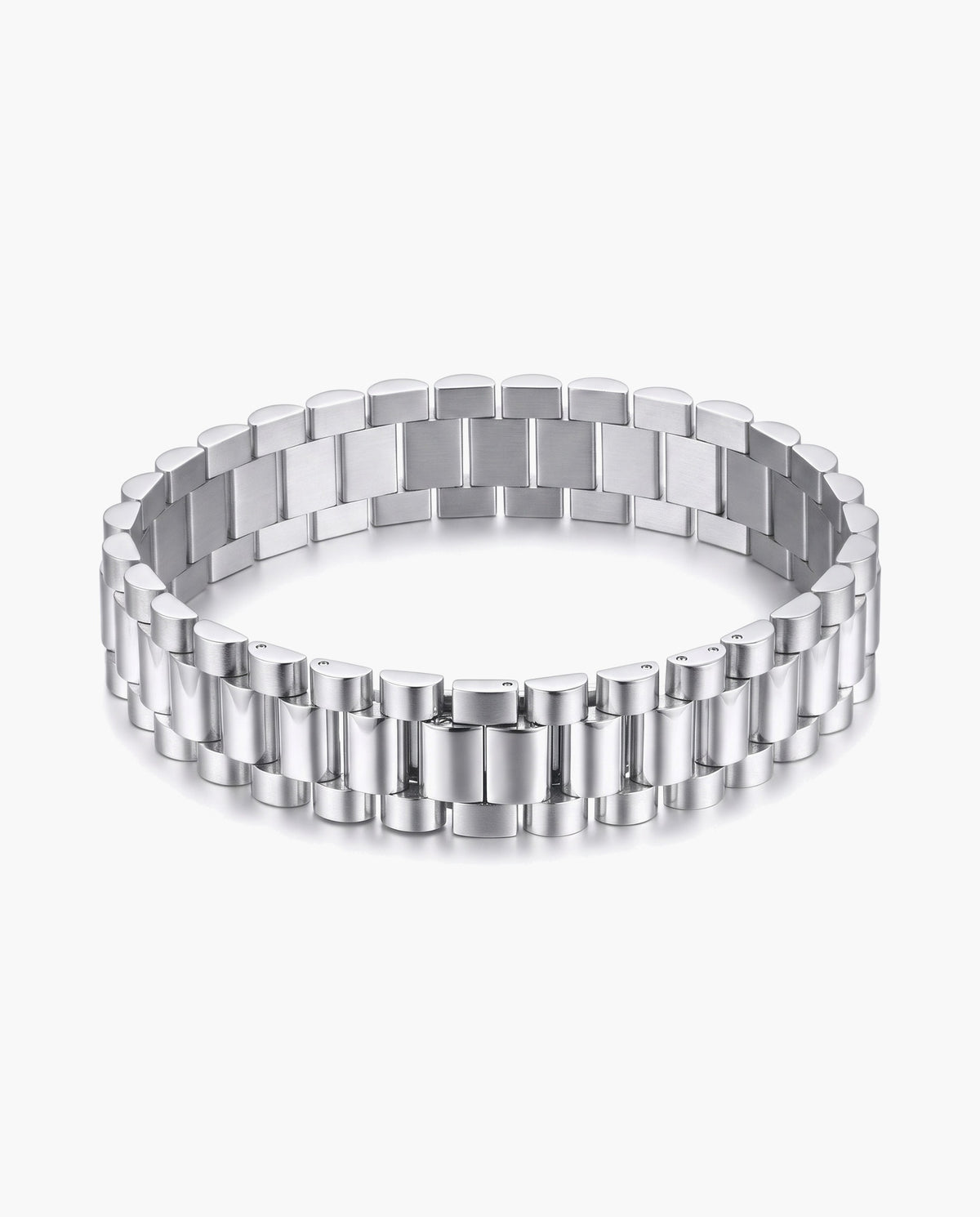 Marco Maveri Geometric Link Bracelet in Titanium Steel, Silver, 10 mm wide