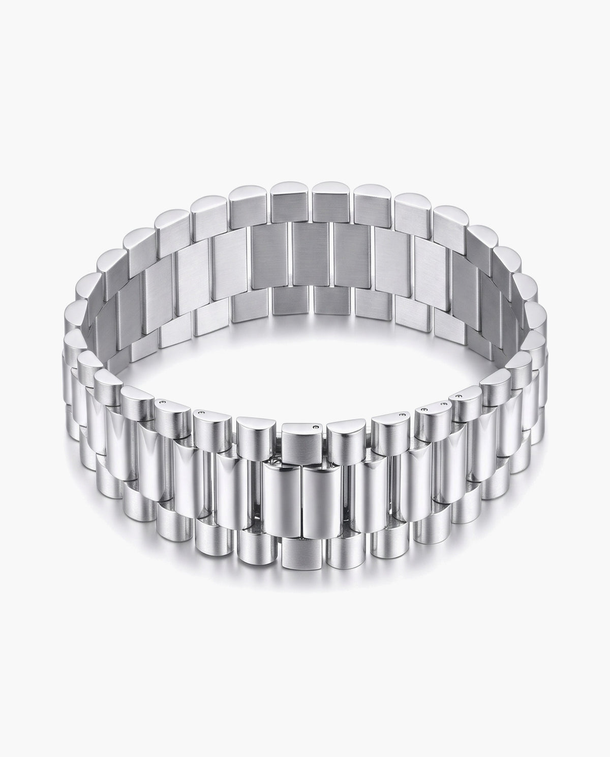 Marco Maveri Geometric Link Bracelet in Titanium Steel, Silver, 15 mm wide