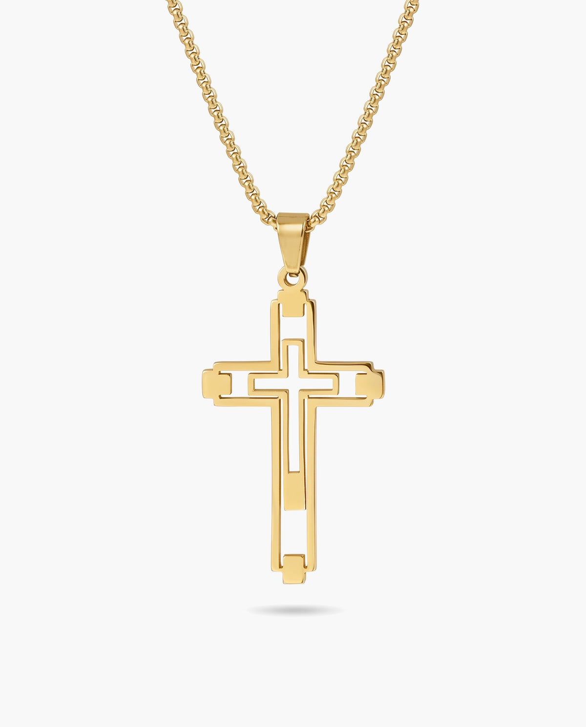 Marco Maveri Hollow Double Cross Pendant Necklace, Gold