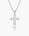 Marco Maveri Hollow Double Cross Pendant Necklace, Silver