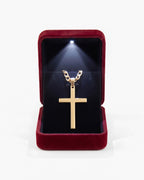 Marco Maveri Light Box pendant box with a cross pendant inside, LED on
