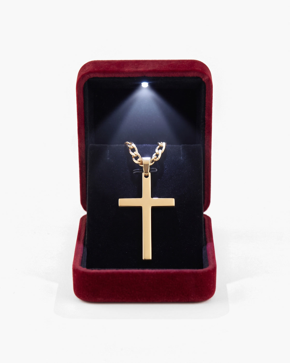 Marco Maveri Light Box pendant box with a cross pendant inside, LED on