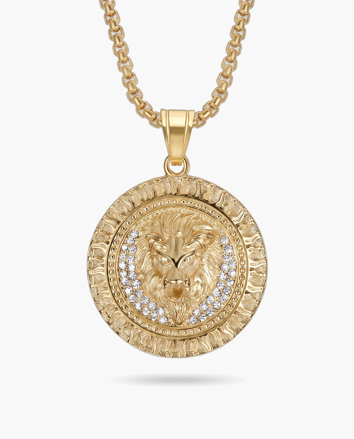 Marco Maveri Lion Head Medallion Pendant Necklace, Gold