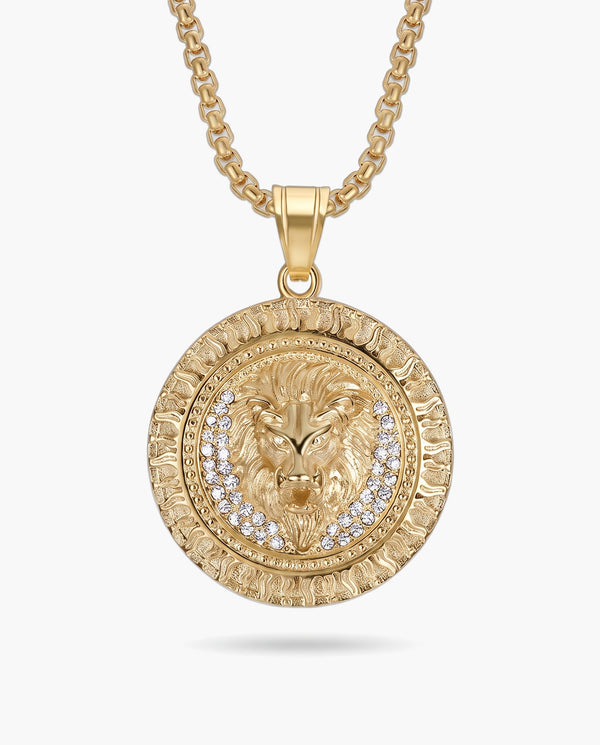 Marco Maveri Lion Head Medallion Pendant Necklace, Gold