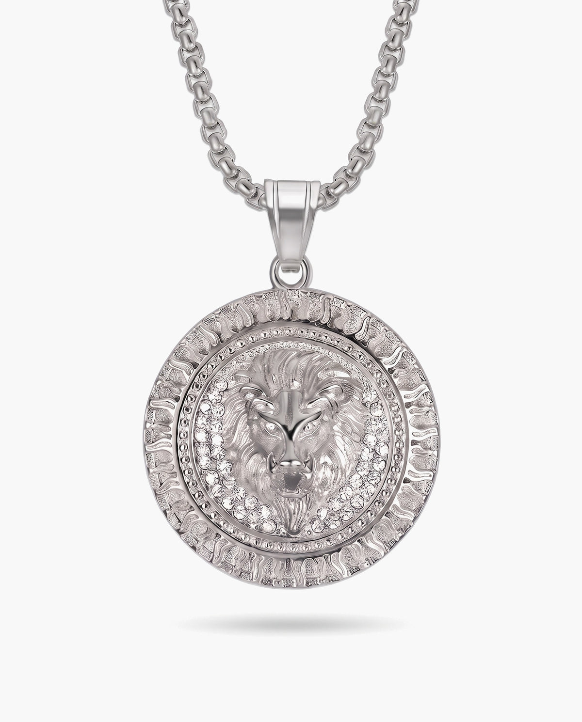 Marco Maveri Lion Head Medallion Pendant Necklace, Silver