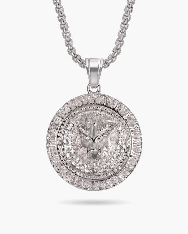 Marco Maveri Lion Head Medallion Pendant Necklace, Silver