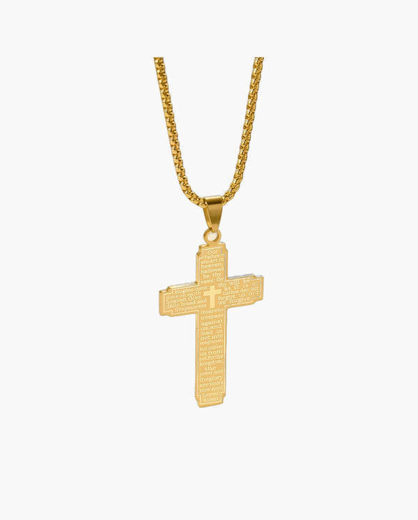 Marco Maveri Lord's Prayer Cross Pendant Necklace, Gold