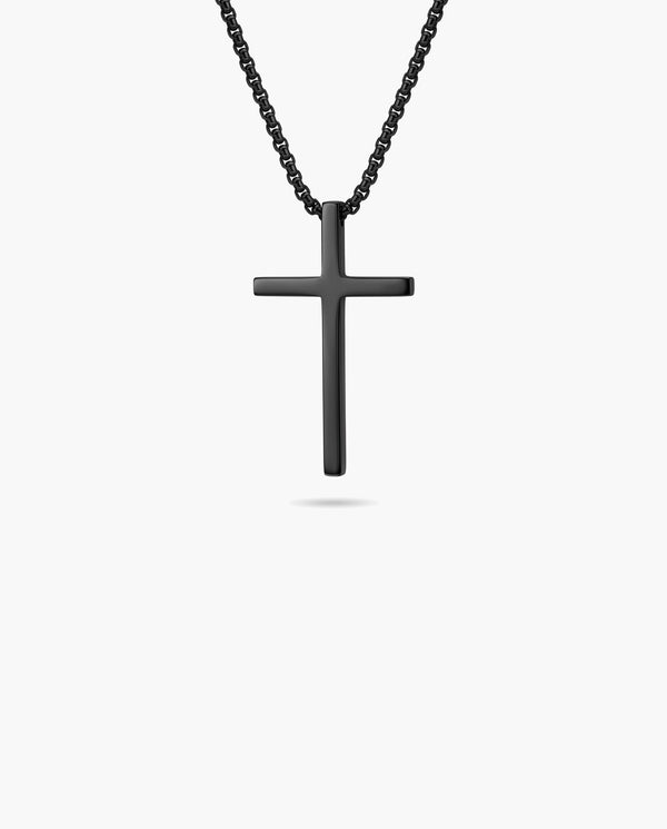 Marco Maveri Minimalist Cross Pendant Necklace, Black