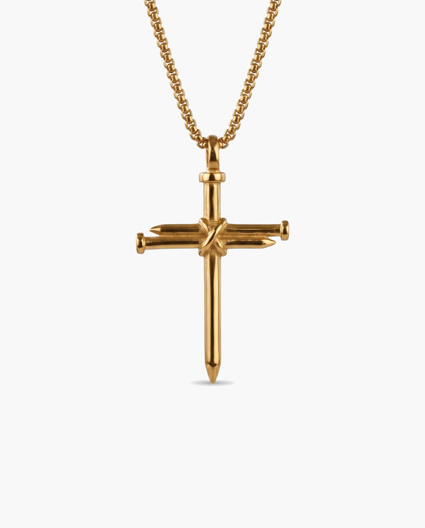 Marco Maveri Nail Cross Pendant Necklace, Gold