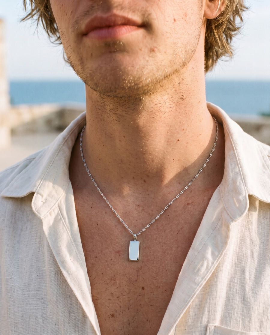 Rectangular Bar Pendant Necklace