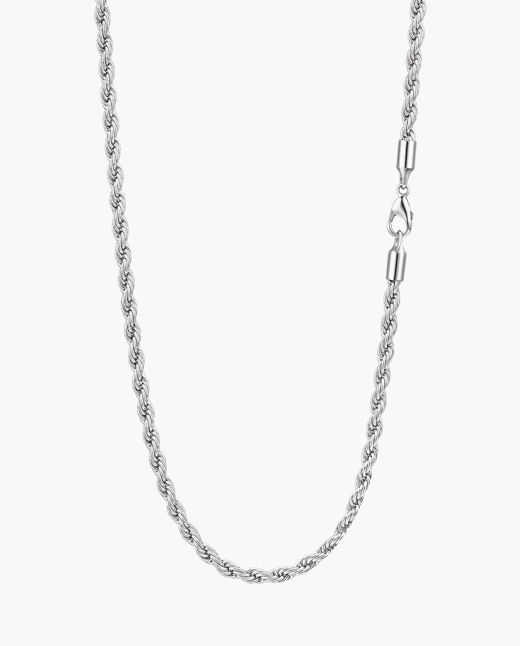Marco Maveri Rope Chain Necklace in Stainless Steel, Silver, 3 mm wide