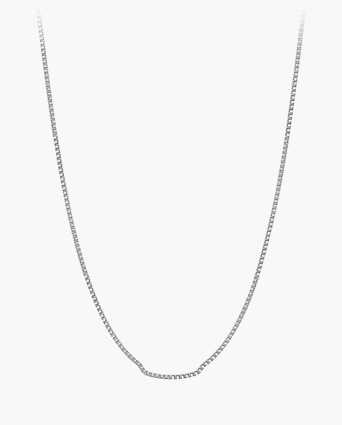 Marco Maveri Stainless Steel Box Chain Necklace, Silver, 1.2 mm wide