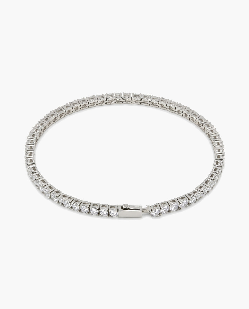 Marco Maveri Tennis Bracelet with Cubic Zirconia, Silver, 3 mm wide