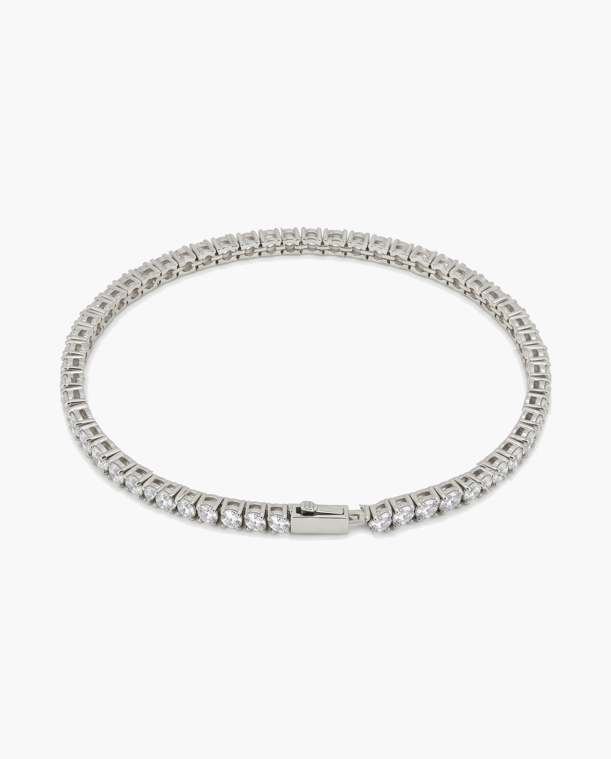Marco Maveri Tennis Bracelet with Cubic Zirconia, Silver, 3 mm wide