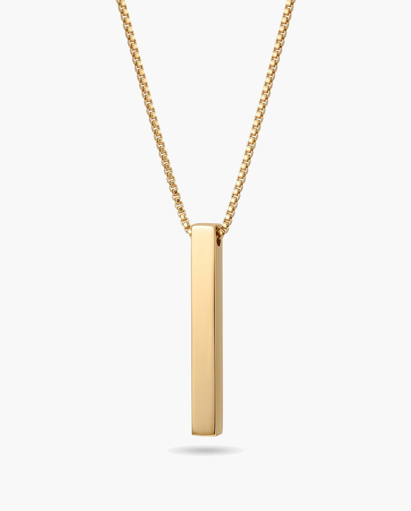 Marco Maveri Titanium Steel Box Chain with Bar Pendant, Gold