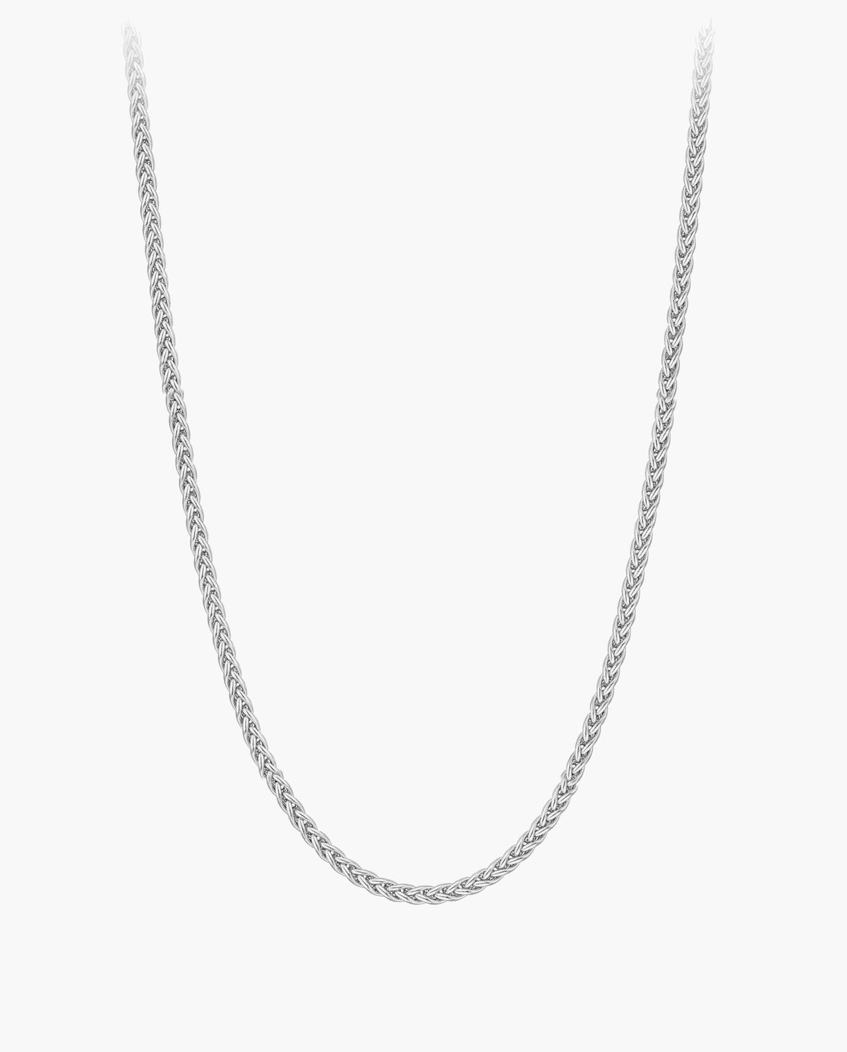Marco Maveri Titanium Steel Wheat Chain, Silver, 3 mm wide