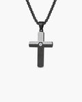 Marco Maveri Two-Tone Inlaid Cross Pendant Necklace, Black / Silver