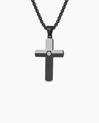 Marco Maveri Two-Tone Inlaid Cross Pendant Necklace, Black / Silver