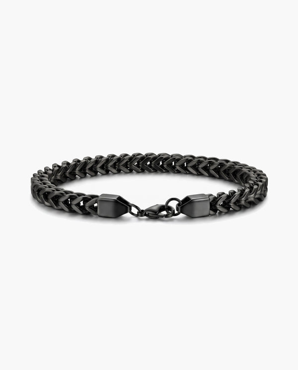 Marco Maveri Wheat Link Bracelet in Stainless Steel, Black