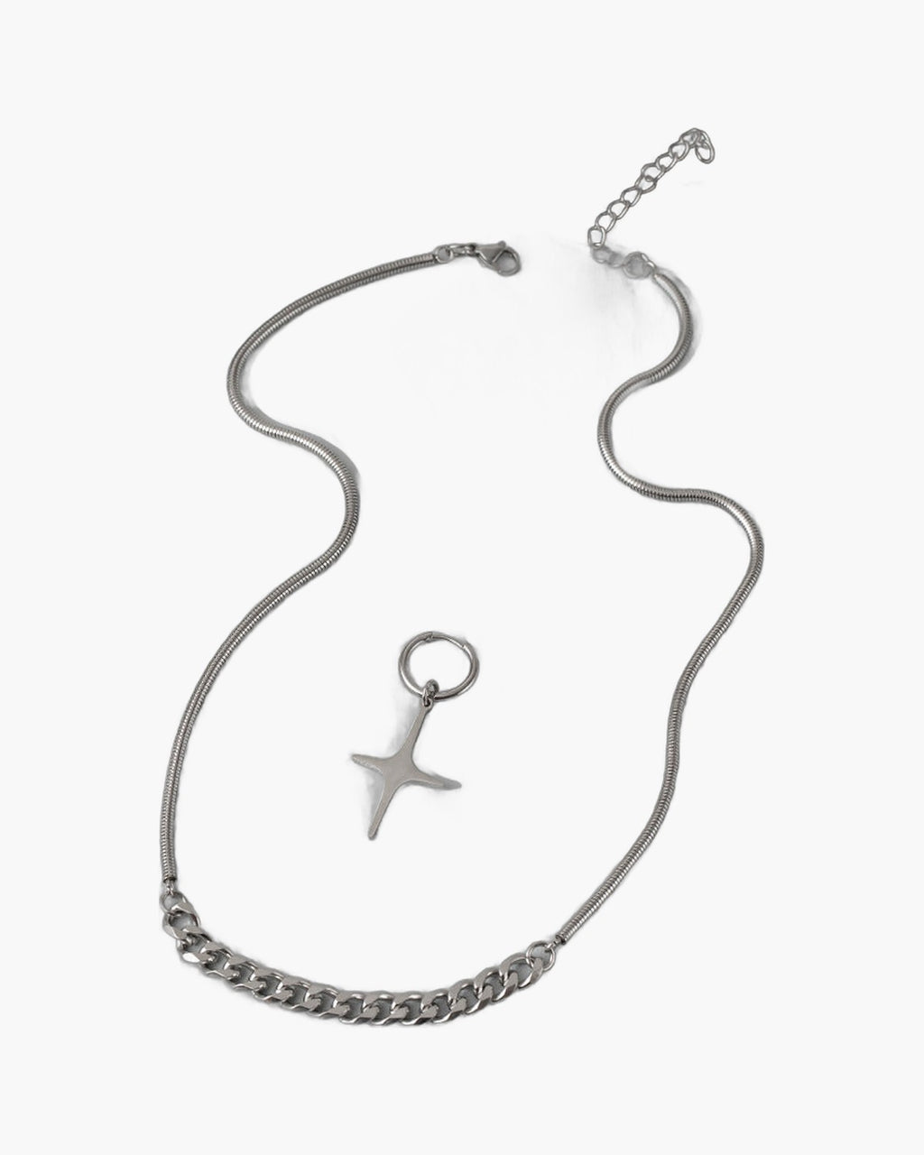 Mixed Chain with Four-Point Star Pendant