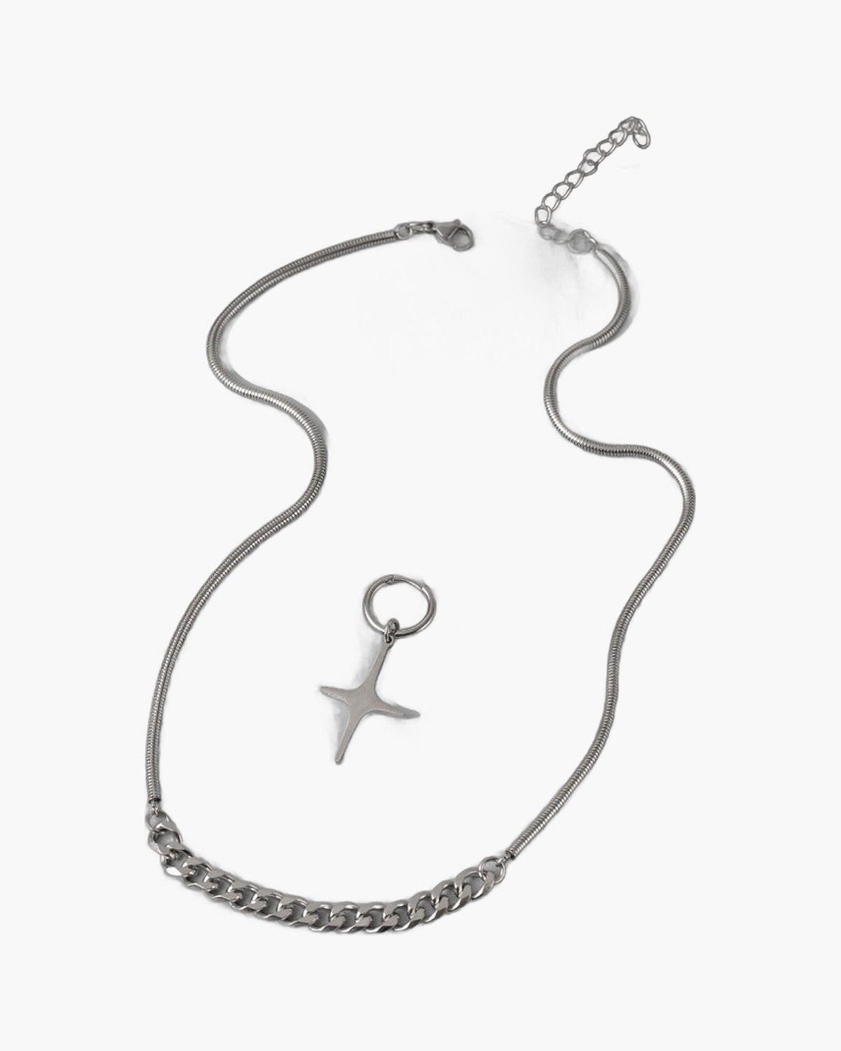 Mixed Chain with Four-Point Star Pendant