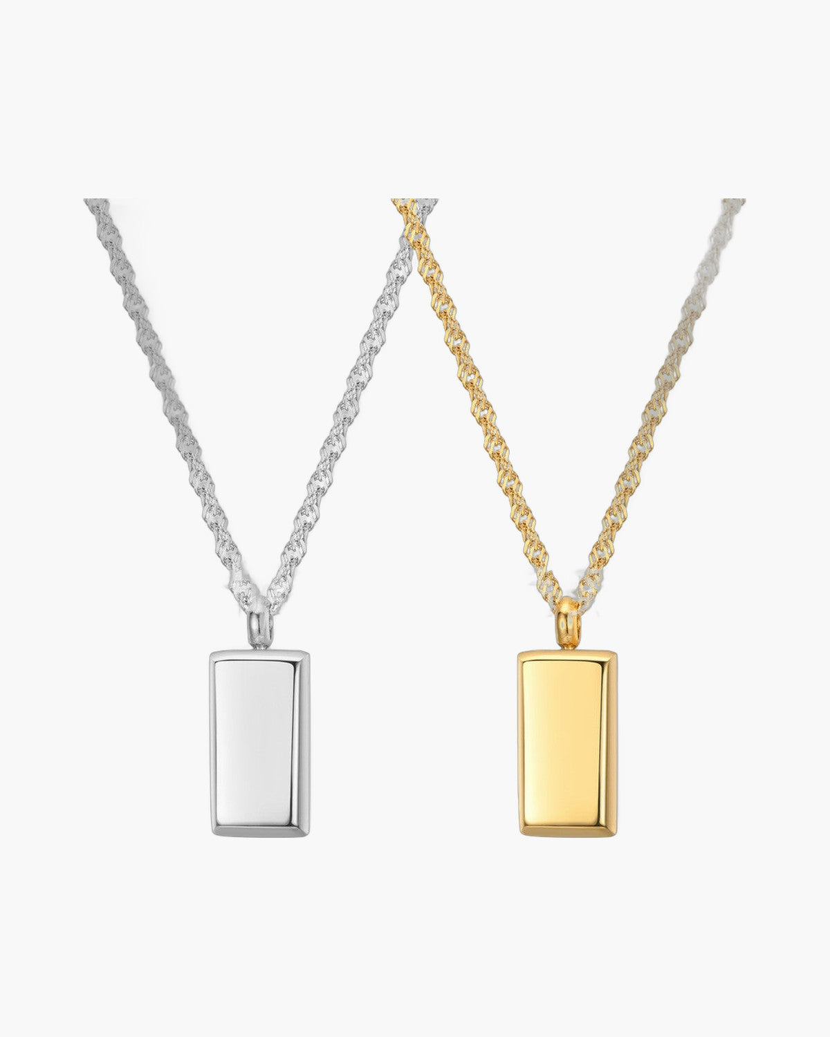 Rectangular Bar Pendant Necklace view 3