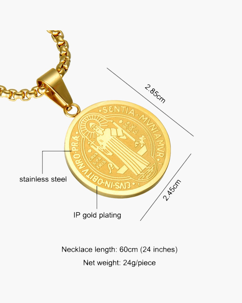 Saint Benedict Medallion Box Chain Necklace view 6